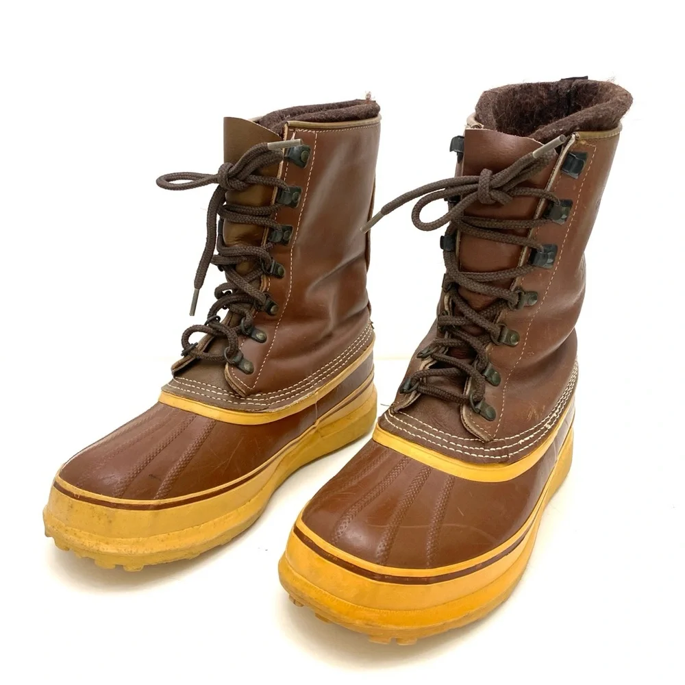 Sorel Men's Kaufman Arctic Wool Lined Brown Leather Winter Boots (Boots Only)